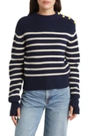 Rag & Bone Nancy Stripe Crew Sweater Navy In Navy