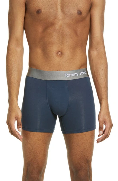 Tommy John Cool Cotton 4-inch Boxer Briefs In Navy/ Scarlet Ibis