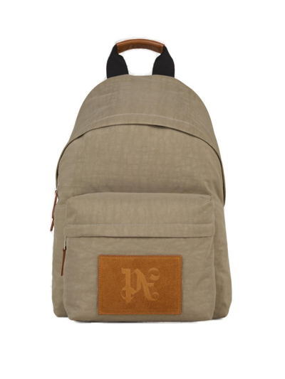 Palm Angels Logo Patch Backpack In Beige