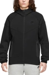 Nike Logo-flocked Tech Fleece Zip-up Hoodie In Black