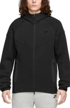 Nike Logo-flocked Tech Fleece Zip-up Hoodie In Black/black