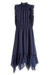 Ava & Yelly Kids' Clip Dot Hankey Maxi Dress In Navy