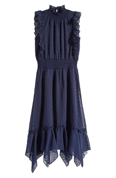 Ava & Yelly Kids' Clip Dot Hankey Maxi Dress In Navy