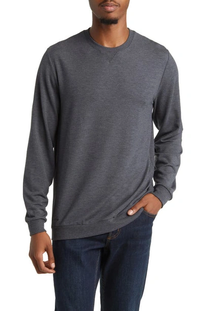 Travismathew Amenities Crewneck Sweatshirt In Heather Dark Grey