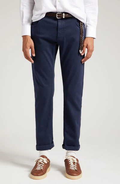 Eleventy Five-pocket Stretch Denim Pants In Navy