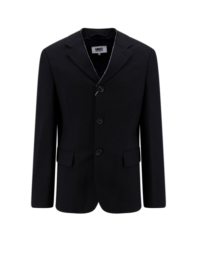 Mm6 Maison Margiela Single Breast Blazer Jacket With Vivo Cut In Black