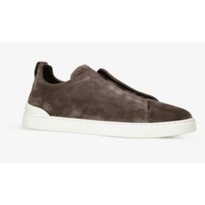 Zegna Triple Stitch Suede Low-top Sneakers In Brown