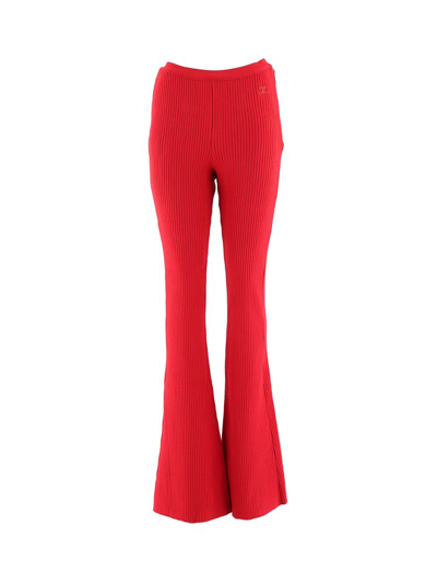 Courrèges Reediton Ribbed Flared Trousers In Red