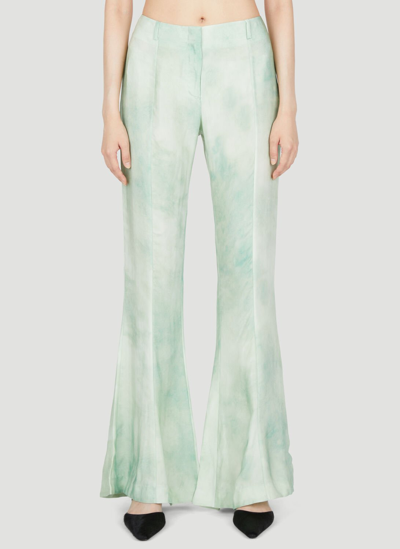 Acne Studios Flared Tie-dyed Twill Trousers In Green