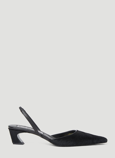 Acne Studios Leather-trimmed Calf Hair Slingback Pumps In Black