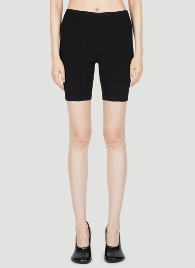 Paco Rabanne Embroidered Logo Cycling Shorts In Nero