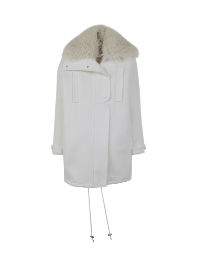 Courrèges Tech Twill Parka Coat In White