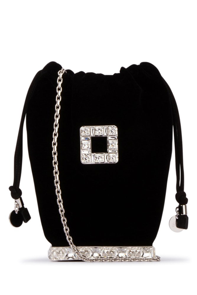 Roger Vivier Embellished Drawstring Mini Bucket Bag In Black