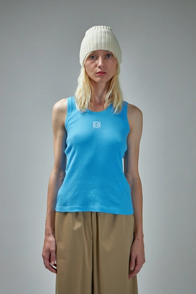 Loewe Anagram Embroidered Tank Top In Blue