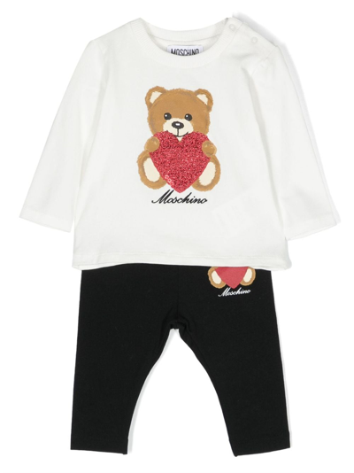 Moschino Babies' Teddy Bear Stretch-cotton Tracksuit In Black