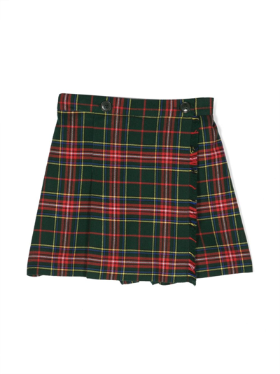 Siola Kids' Crocus Plaid-check Shorts In Green