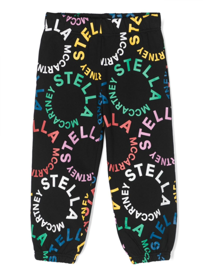 Stella Mccartney Kids' Logo-print Cotton Track Pants In Black