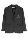 DOLCE & GABBANA LOGO-EMBROIDERED KNITTED SINGLE-BREASTED BLAZER