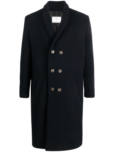 Société Anonyme Double-breasted Wool Coat In Blue