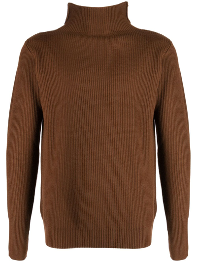 Barena Venezia Roll-neck Ribbed-knit Jumper In Brown