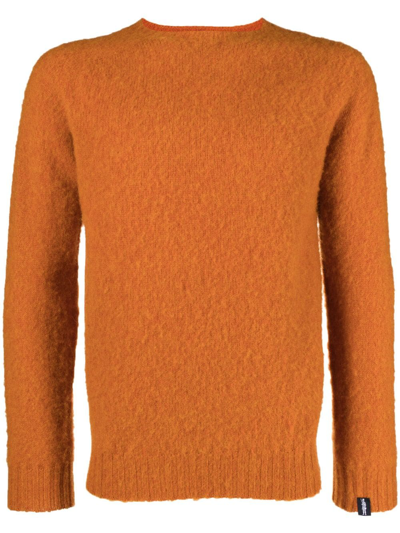 Mackintosh Hutchins Crew-neck Wool Jumper In Orange