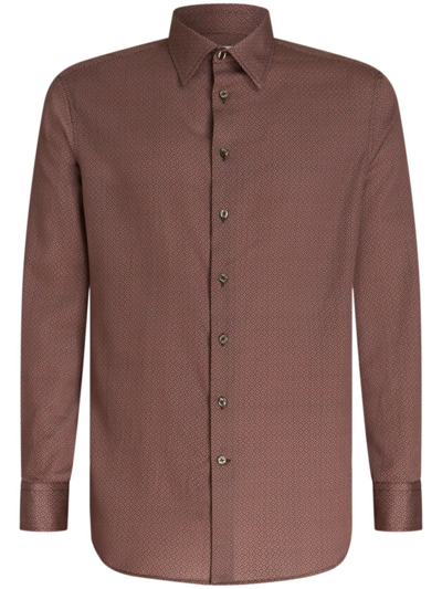 Etro Geometric-print Cotton Shirt In Red