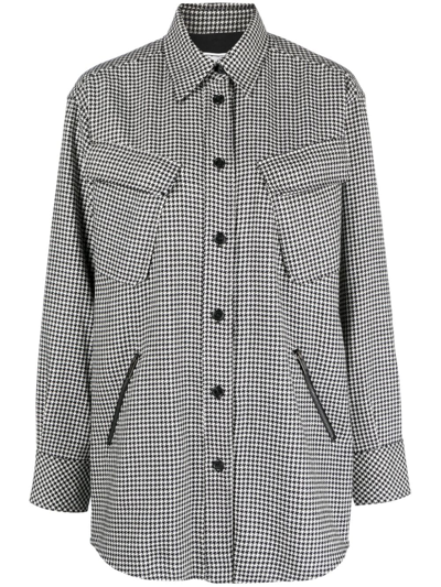 Iceberg Houndstooth-pattern Shirt Jacket In Black