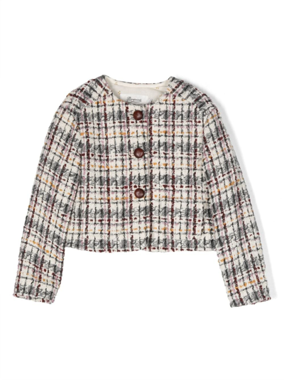 Bonpoint Kids' Button-up Tweed Jacket In Multicolore