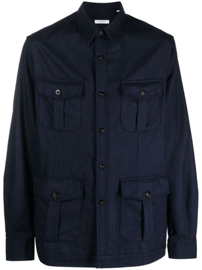 Boglioli Cargo-pockets Wool Shirt In Blue