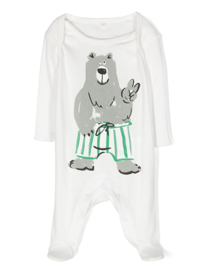 Stella Mccartney Babies' Bear-print Cotton Pyjama In White