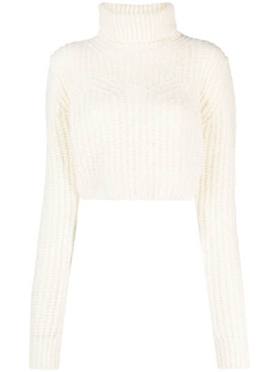 Dsquared2 Cropped Roll-neck Knitted Jumper In Neutrals