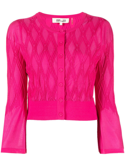 Diane Von Furstenberg Charlie Diamond-pattern Cardigan In Pink