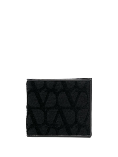 Valentino Garavani Toile Iconographe Bi-fold Wallet In Black