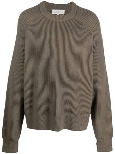 Studio Nicholson Arum Ribbed Merino Jumper In Green