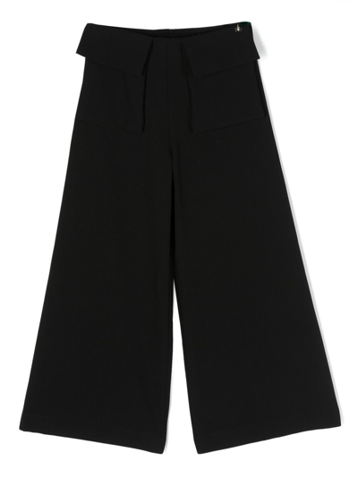 Elisabetta Franchi La Mia Bambina Kids' Pocket-detail Wide-leg Trousers In Black