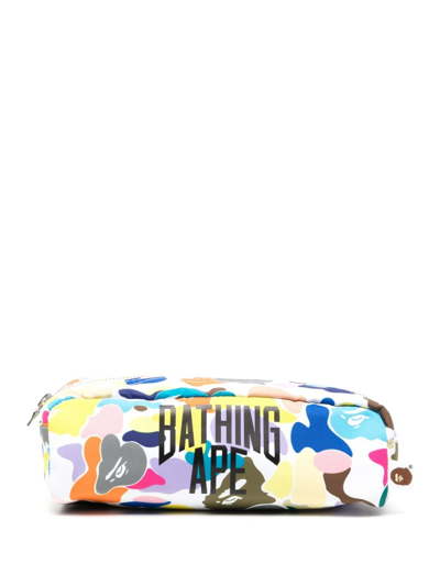 A Bathing Ape Graphic-print Zipped Travel Pouch In Multicolour