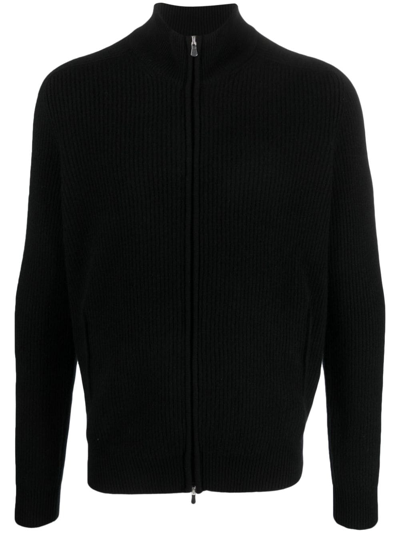 Barba Zip-up Cashmere Cardigan In Black