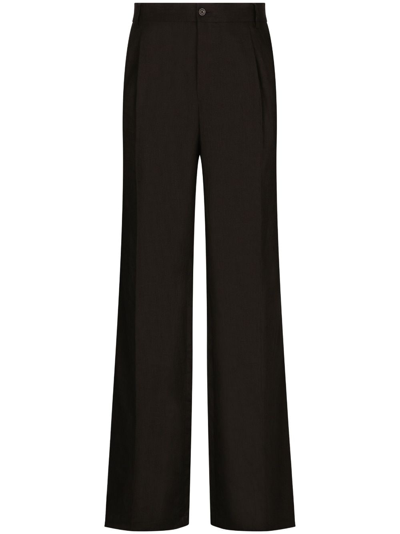 Dolce & Gabbana Dart-detailing Wide-leg Trousers In Black