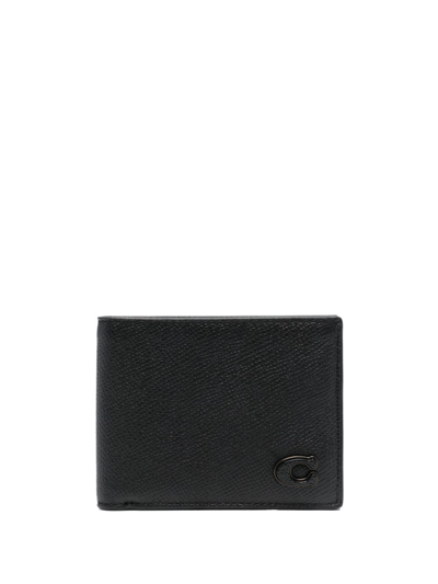 Coach Logo-plaque Bi-fold Wallet In Black