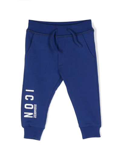 Dsquared2 Babies' Icon Drawstring Jersey Track Pants In Clematis Blue