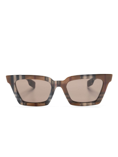 Burberry Eyewear Checked Square-frame Sunglasses In Brown