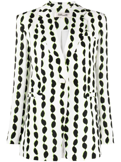 Diane Von Furstenberg Dalton Abstract-print Blazer In White