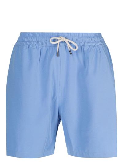 Polo Ralph Lauren Logo-patch Swim Shorts In Blue