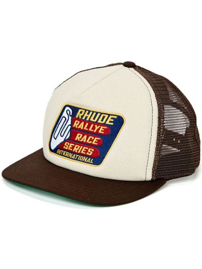 Rhude Race Series Motif-embroidered Cap In Brown