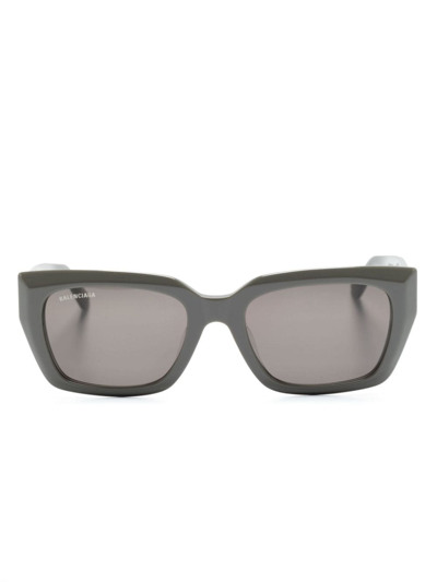Balenciaga Logo-lettering Square-frame Sunglasses In Grey