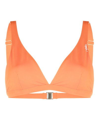 Sporty And Rich Logo-print Triangle Bikini Top In Orange