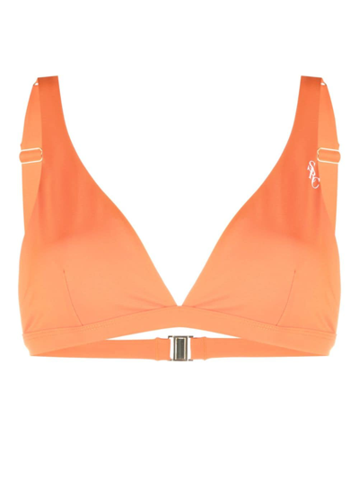 Sporty And Rich Sporty & Rich Logo Printed Triangle Cup Bikini Top In Orange