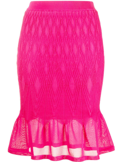Diane Von Furstenberg Ava Ruffle Knitted Skirt In Pink