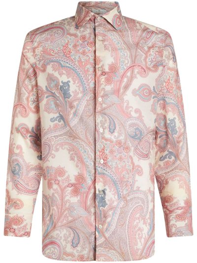 Etro Paisley-print Cotton Shirt In Neutrals