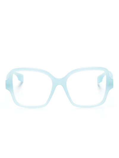 Burberry Eyewear Logo-plaque Oversize-frame Glasses In Blue